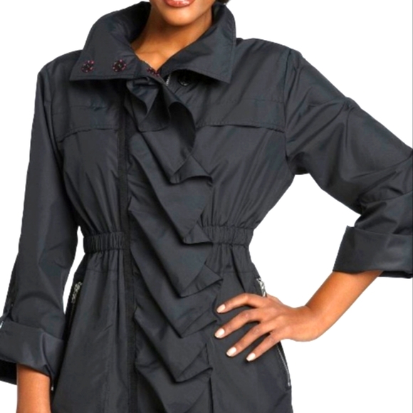 Ali Ro Ruched Ruffle Anorak Jacket - Picture 2 of 13